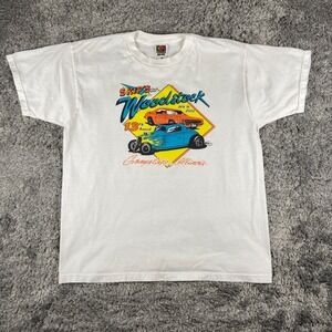 Vintage Fruit of the Loom 2000 Car Show Shirt Mens L White Skip's Woodstock Tee